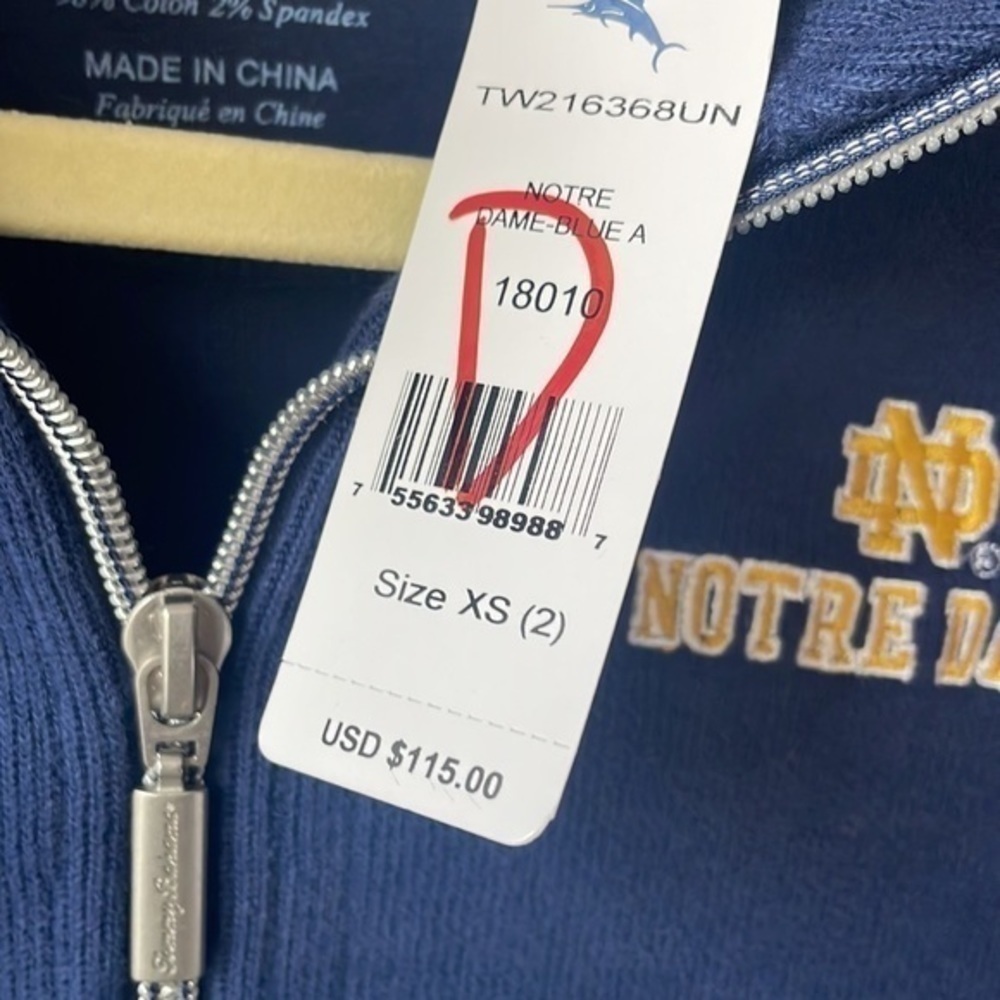 NWT Tommy Bahama shirt XS Notre Dame Sweatshirt - Picture 4 of 6